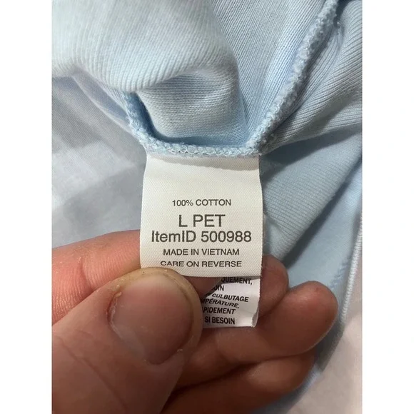 LLBean Long Sleeve Henley Pajama Set Top Pants Light Blue Plaid Cotton L PET - Picture 6 of 15